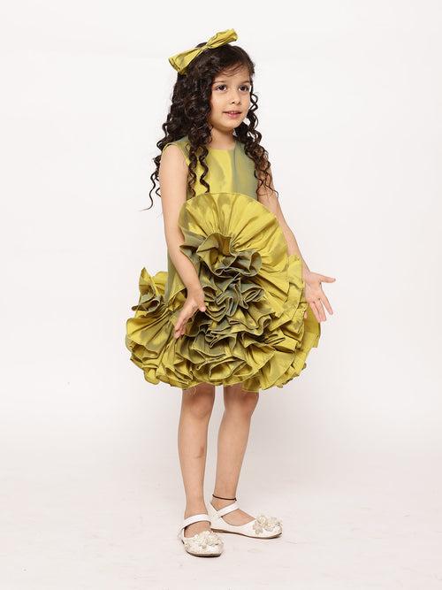 JANYAS CLOSET Green Ruffled Tafetta Dream Dress *