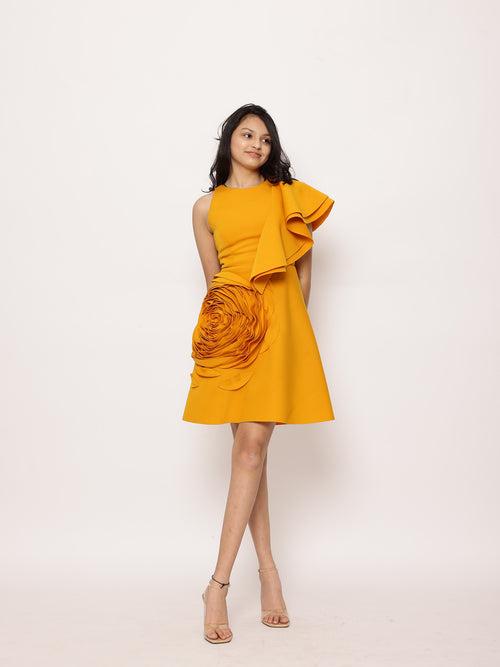 Janyas Closet: Yellow Teen Ruffle Pop On Party  Dress