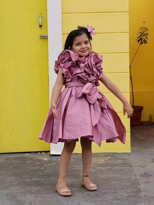 Sample Orchid Mauve Ruffled Prom Party Girl Dress