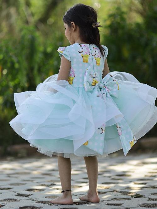 Aqua Unicorn Birthday Princess Dress With Hair Pin