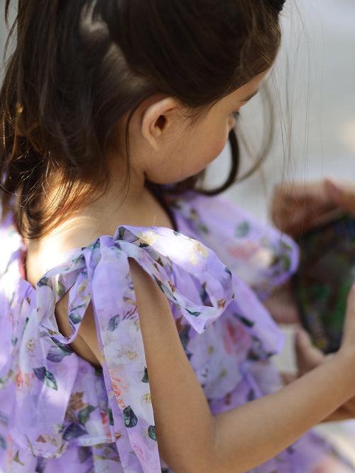 Printed Floral Lavender Party Dress