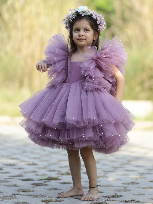 Princess Khloe Birthday Dress With Pearls And Hair Pin