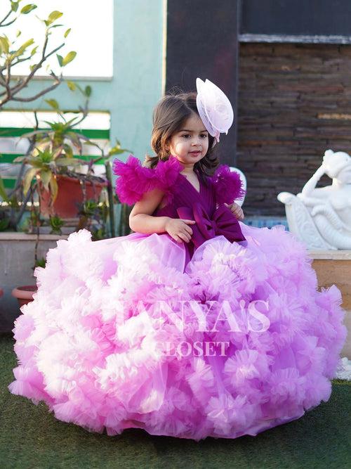 Enchanted Ombre Frilled Gown With Hair Pin