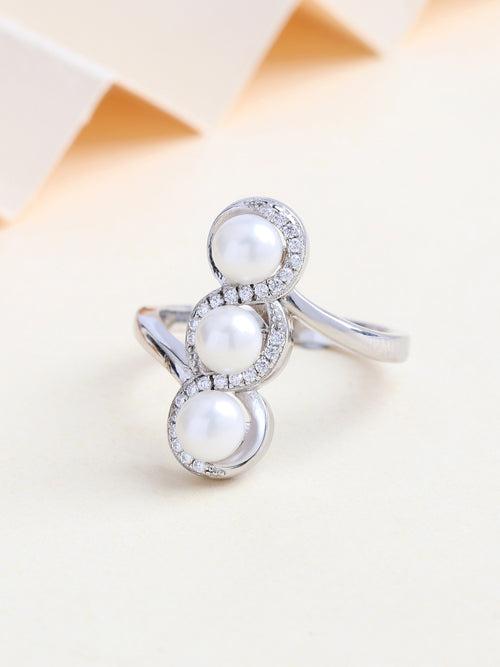 Natural Fresh Water Pearl Designer Ring in 925 Silver