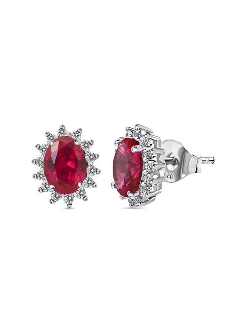 Dressy Shimmering Ruby Studs In Silver