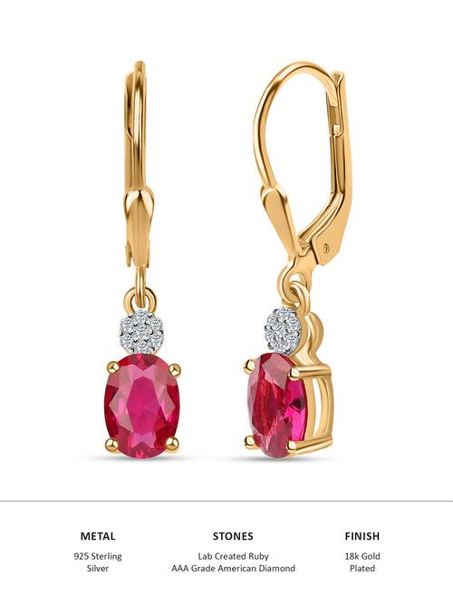 Red Ruby Classic Teardrop Earrings with Lever Back