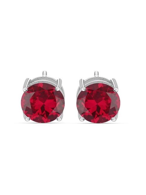 Red Ruby 2 Carat Solitaire Stud Earrings For Women