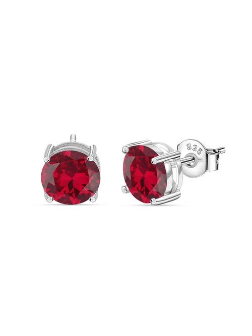 Red Ruby 2 Carat Solitaire Stud Earrings For Women