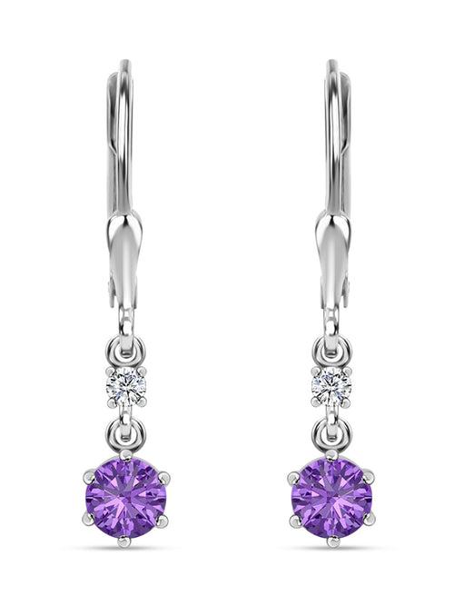 Pure 925 Silver Amethyst Dangle Earrings For Women