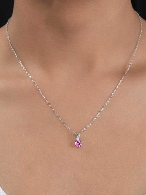 0.50 Carat Pink Cz Necklace In Pure 925 Sterling Silver For Women