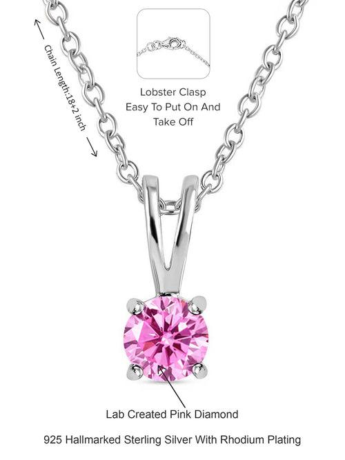 0.50 Carat Pink Cz Necklace In Pure 925 Sterling Silver For Women