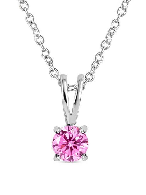 0.50 Carat Pink Cz Necklace In Pure 925 Sterling Silver For Women