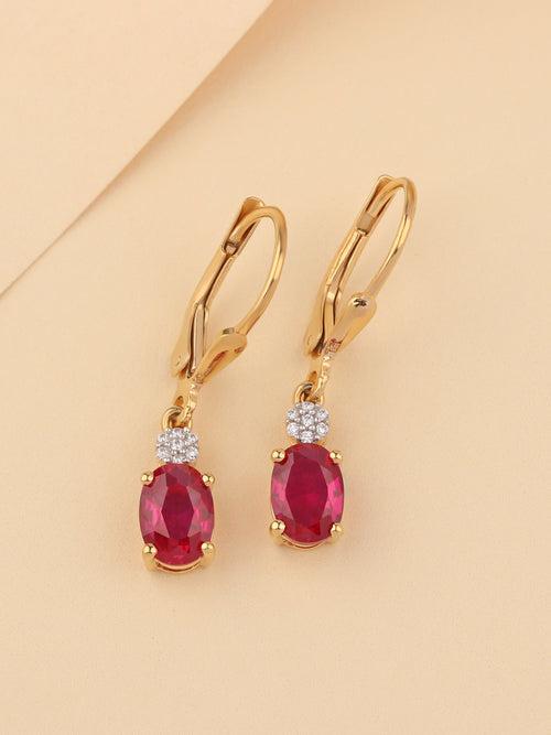 Red Ruby Classic Teardrop Earrings with Lever Back