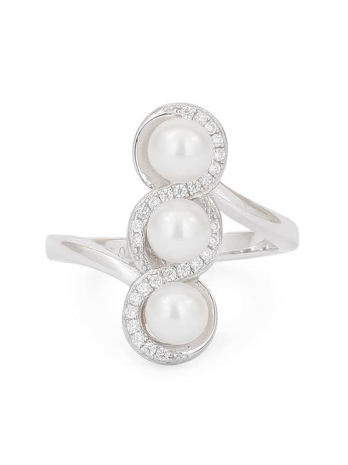 Natural Fresh Water Pearl Designer Ring in 925 Silver