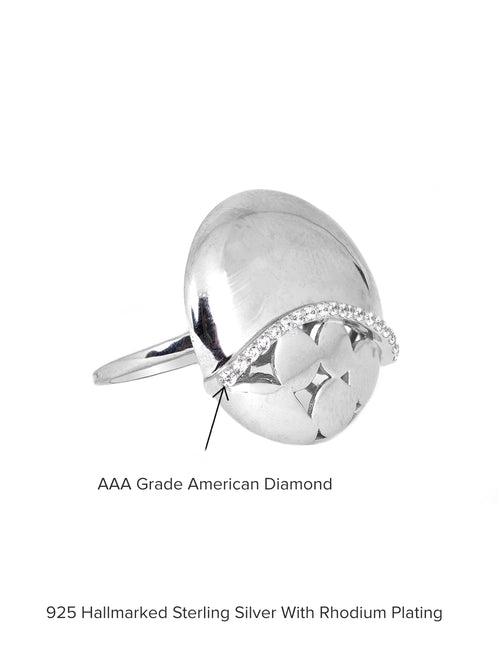 American Diamonds Designer Ring in Pure Silver