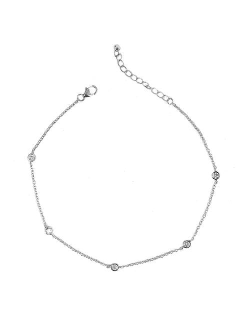 Solitaire Anklet For Women In Pure 925 Silver