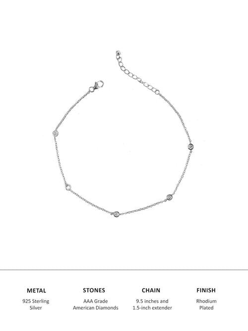 Solitaire Anklet For Women In Pure 925 Silver