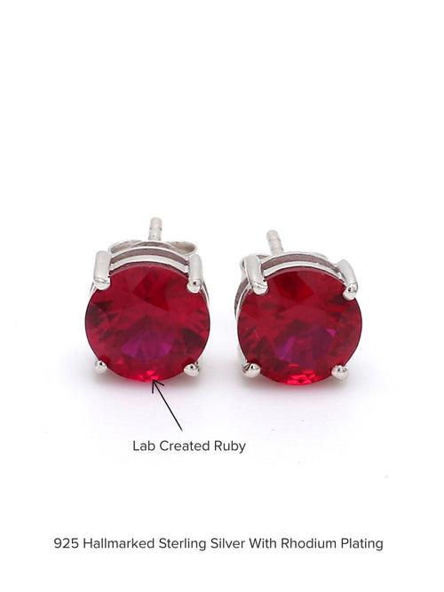 Red Ruby 2 Carat Solitaire Stud Earrings For Women