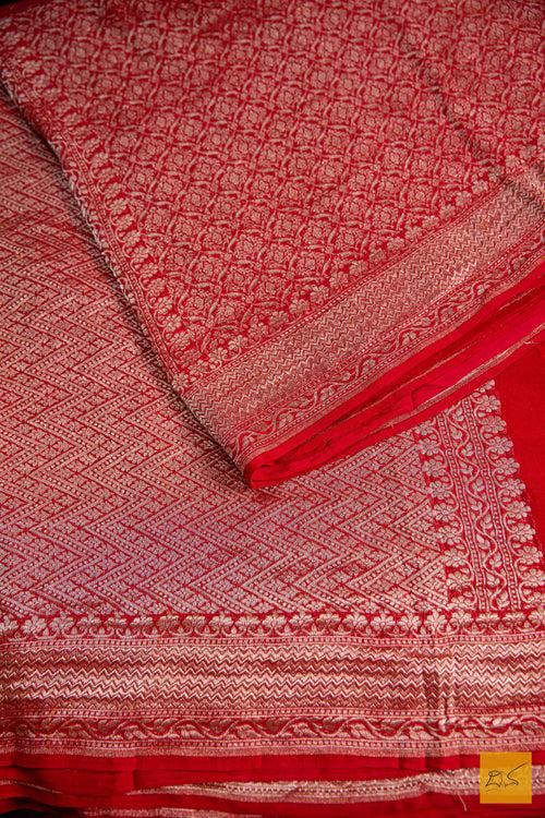 Red Brocade Banarasi Georgette Saree