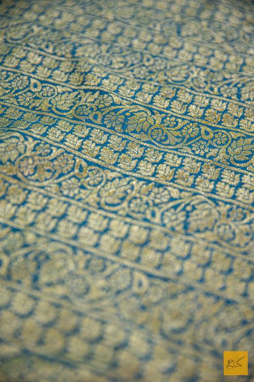 Peacock Blue Brocade Banarasi Georgette Saree