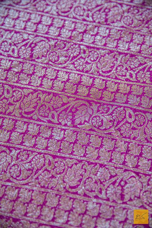 Magenta Brocade Banarasi Georgette Saree