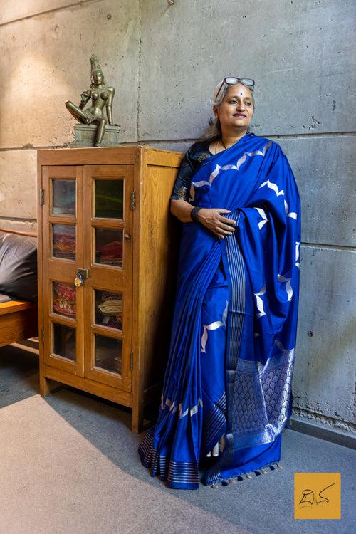 Sudiksha - Dark Blue Banarasi Silk Handwoven Saree