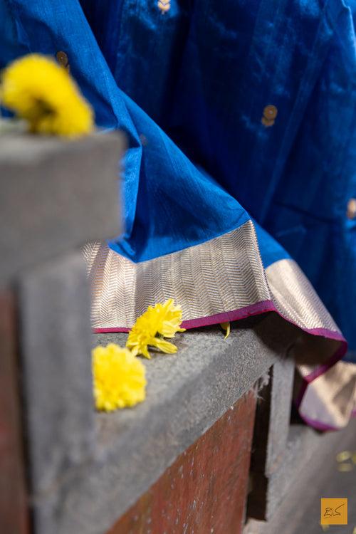 Dhanasri- Blue Chanderi Pure Silk Lehenga