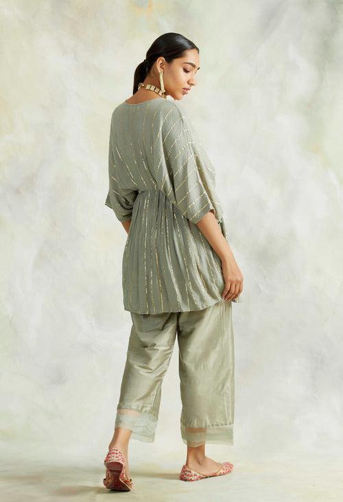 WARM GREY KUHU KAFTAN WITH TROUSERS - SET OF 2