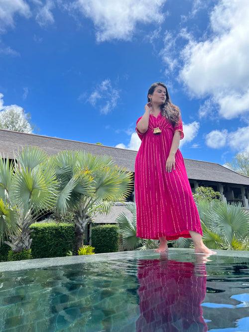 HOT PINK MASHA KAFTAN DRESS