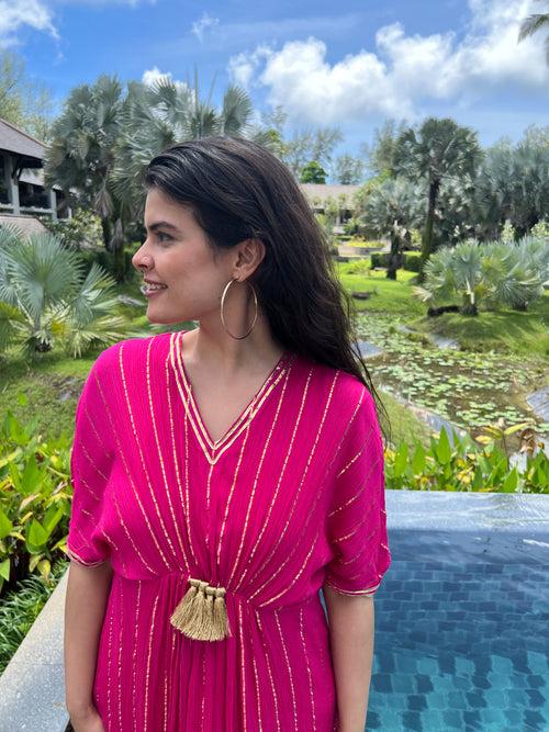 HOT PINK MASHA KAFTAN DRESS