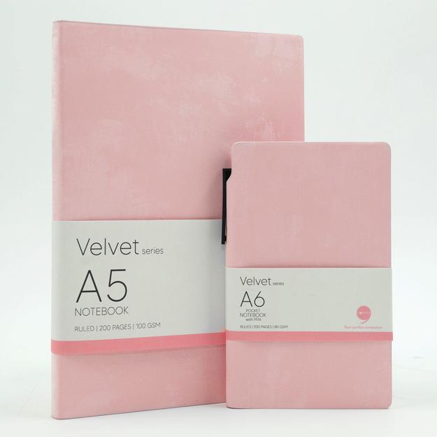 Velvet  Series – Combo A5 Size & A6 Pocket Size with Pen – Baby Pink