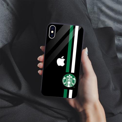 Starbucks Black Glass Strip iPhone Case (Black-Glass)