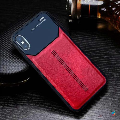 Slim Soft Leather Grip Case with Lens Shield for iPhone XS