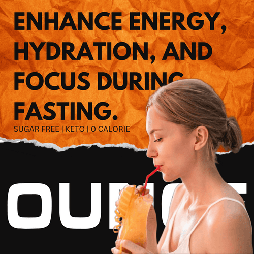 Ounce Electrolyte Powder Sugar Free - 30 Orange Hydration Powder Drink Mix Sachet with 6 Keto Electrolytes no Sugar : Na, Mg, Ca, K, P & Cl boosted with Vitamins B12 & C for Isotonic Energy Drink