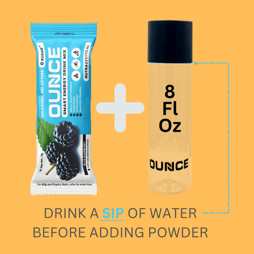 Ounce Energy Drink Powder + Electrolyte Powder - 20 On-The-Go Caffeine + Electrolytes No Sugar Drink Mix Sachet boosted with Vitamin B12 Powder, Biotin for Hair Growth, Antioxidants & Multivitamins