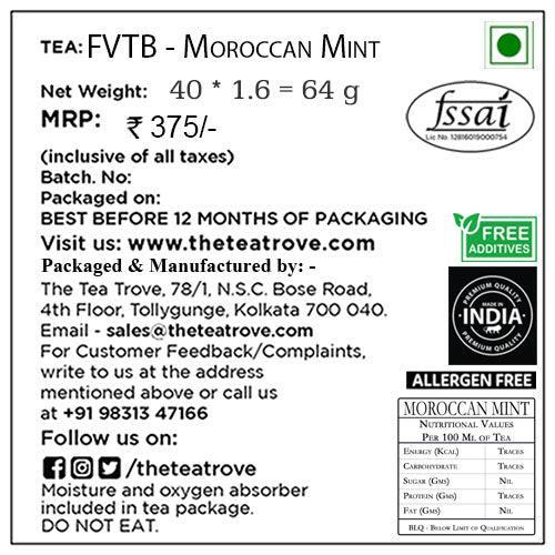 Moroccan Mint Tea with Chamomile Green Tea Bags 40pcs | Delicious Mint Green Tea Blend of Chamomile tea Spearmint and Peppermint for Destress and Digestion