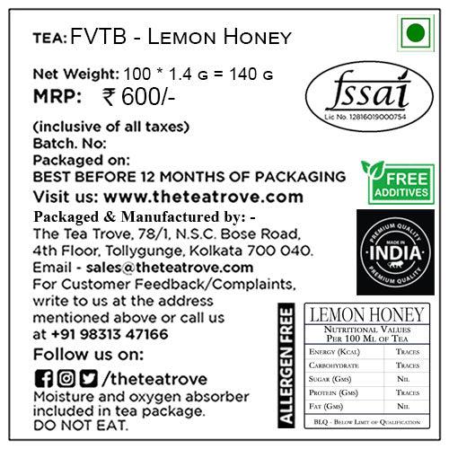 Honey Lemon Green Tea Bags 100 Pcs|Eco-Friendly All Natural Honey Lemon Tea Bags 100 Pcs In Resealable Pouch|All In One Green Tea Lemon&Honey Tea Bags 100 Pieces,0.14 Kg