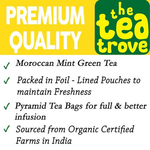 Moroccan Mint Tea with Chamomile Green Tea Bags 40pcs | Delicious Mint Green Tea Blend of Chamomile tea Spearmint and Peppermint for Destress and Digestion