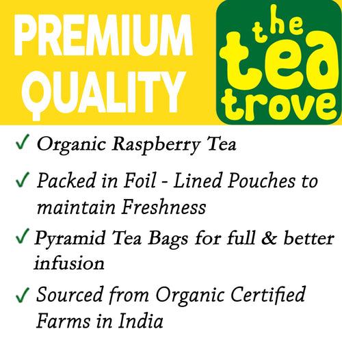 FVTB Organic Red Raspberry Leaf Tea Bags - 40 Pyramid Raspberry leaf tea Bag in Resealable pouch - Caffeine Free Red Raspberry Tea for pregnancy and to Supports the Female System