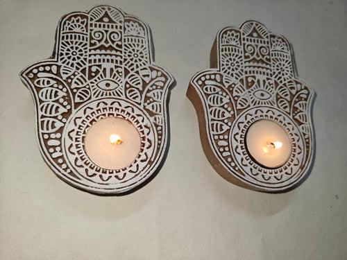 Hamsa hand tea light holder (set of 2)