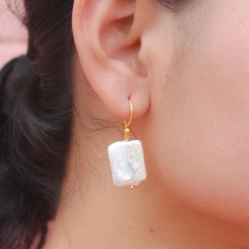 #34 - Square Baroque Pearl Earrings