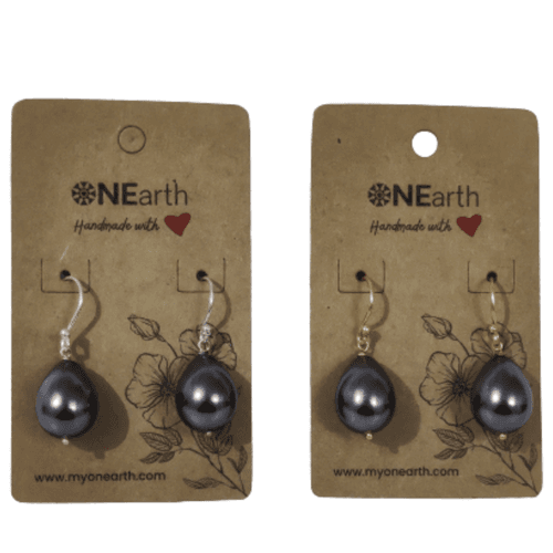 #66 - Drop Baroque shell pearl Earrings (Metalic)