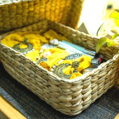 Basket With Lid - Water Reed (Kauna Grass)