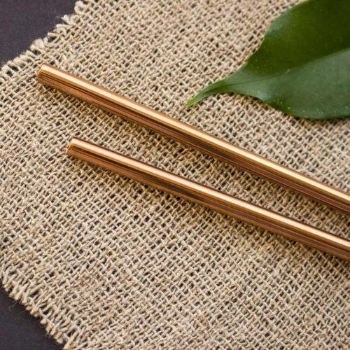 Brass / Copper Straws With Cleaner - Pack of 2