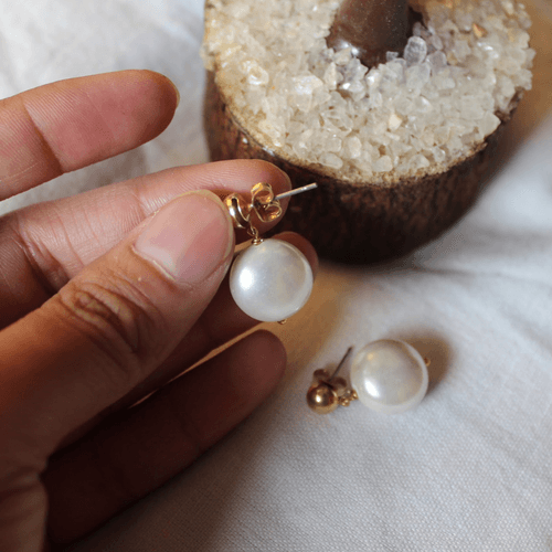 Shell Coin Pearl Earrings #30