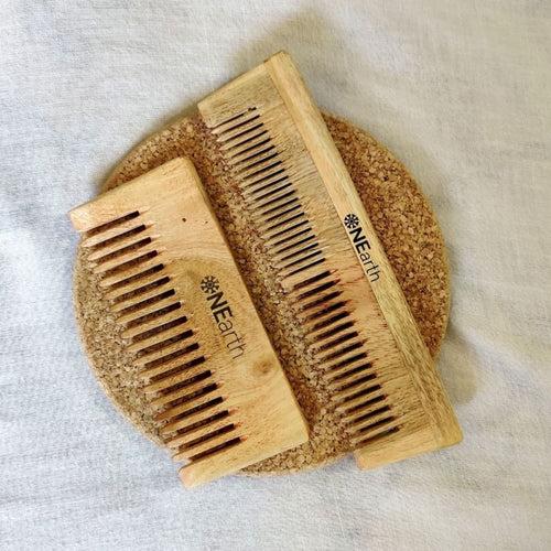 Organic Neem Wood Combs - Pack of 2