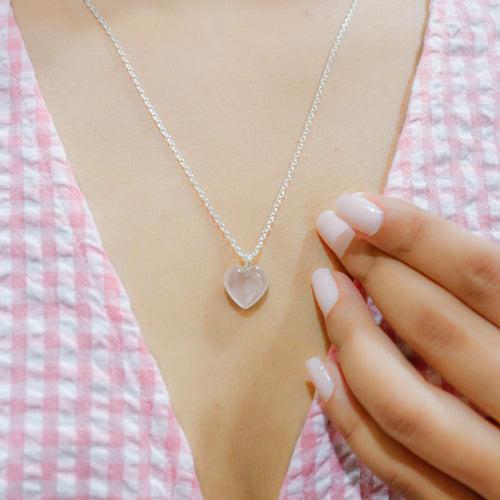 Rose Quartz Stone Pendant with Chain