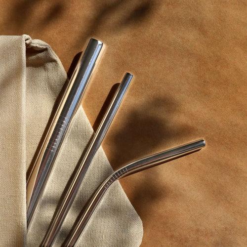 Stainless Steel Straws With Cleaner - Pack of 2