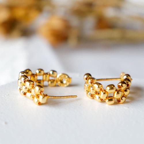 Strips - Gold Plated Brass Metal Earrings