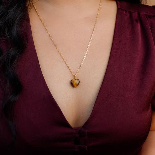 Tiger Eye Stone Pendant with Chain